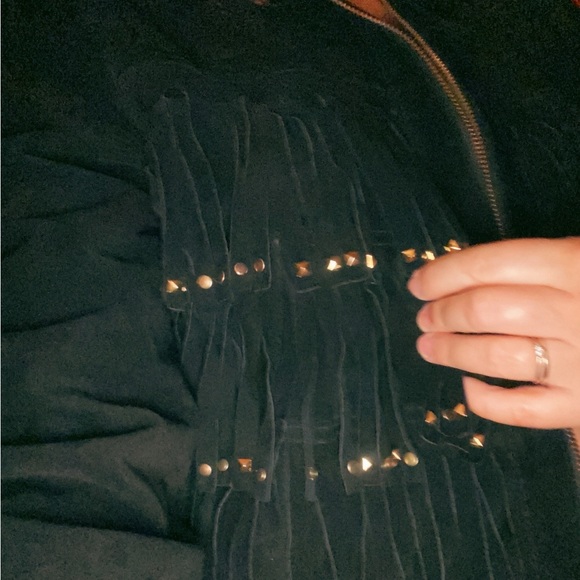 Black Suede Rock n Roll Leather Jacket - Picture 4 of 11